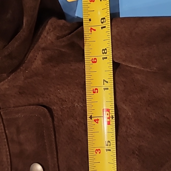 Liz Claiborne jacket suede brown M snap closure lined drawstring waist bohemian - Picture 10 of 15